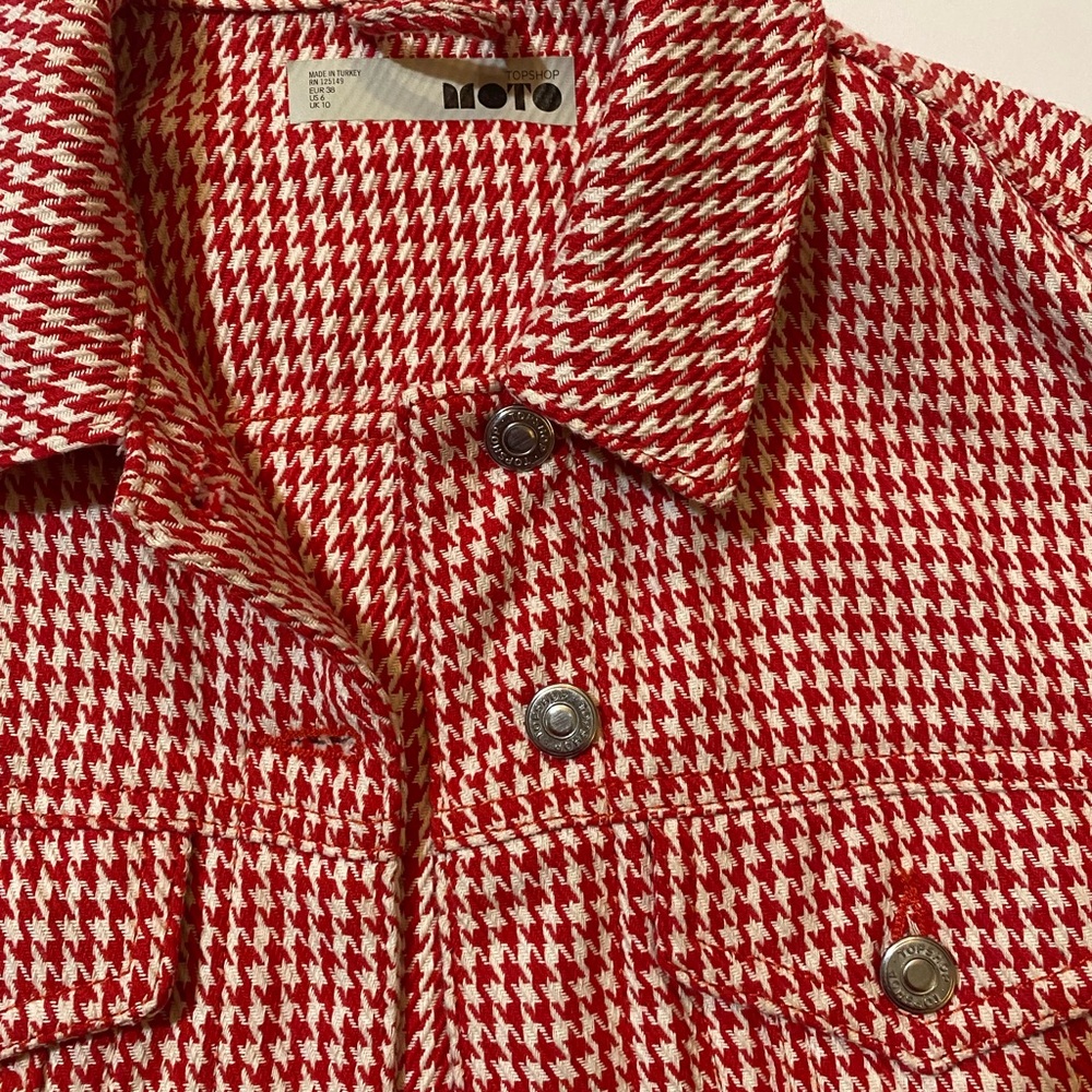 Topshop Red Houndstooth Jacket | US 6 UK 10 - Picture 13 of 13